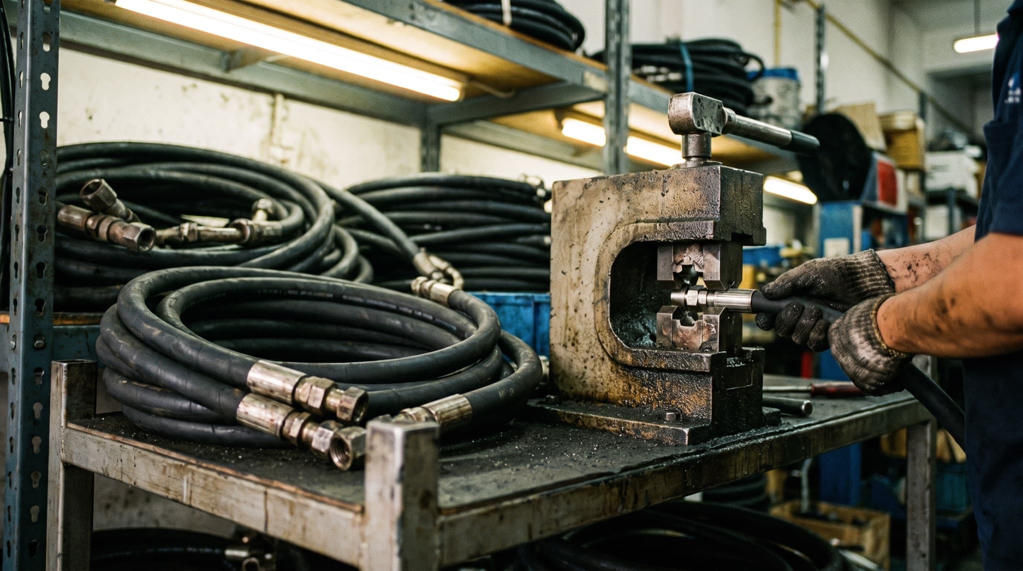 Hydraulic hose assemblies in the workshop